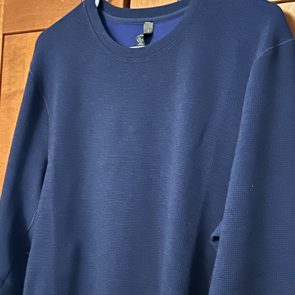 Lululemon Man  Sz L Navy Blue Long sleeve Top Tee Sweatshirt Relaxed - Picture 3 of 4